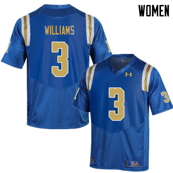 Women #3 Rayshad Williams UCLA Bruins College Football Jerseys Sale-Blue